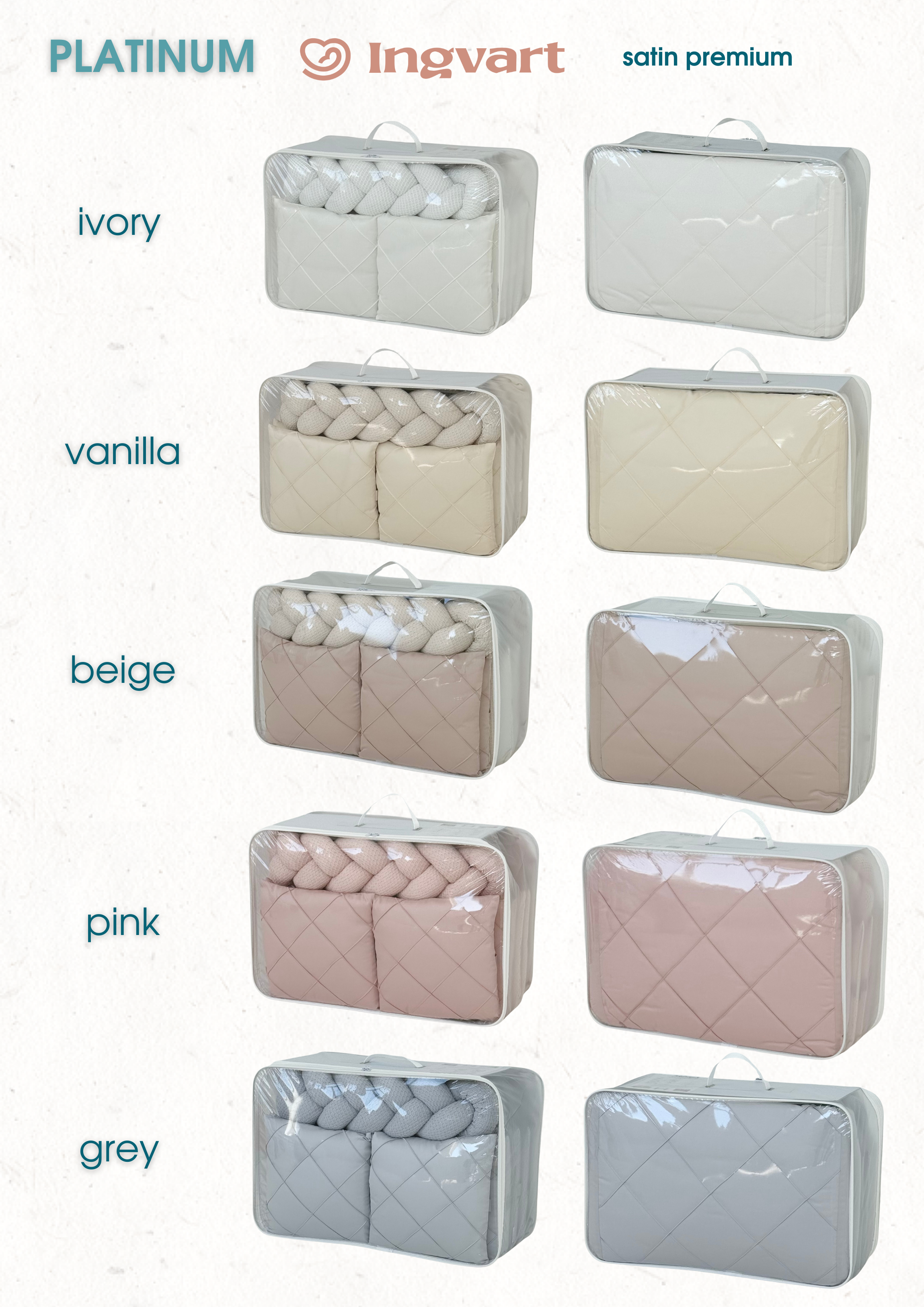 Set de Textil Premium Ingvart Platinum | 100% Satén de Algodón